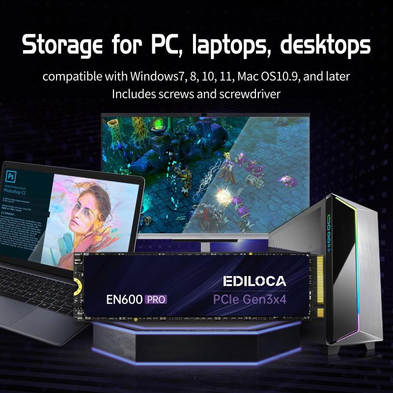 EDILOCA EN600 PRO 2TB NVMe SSD 本体のみ Unidade de estado sólido interna Ediloca EN600 PRO 512 GB NVMe M.2